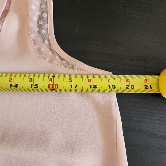 Maeve Anthropologie Pastel Pink Mesh Lace Panel Tank Top Shell Blouse Office - Picture 10 of 12